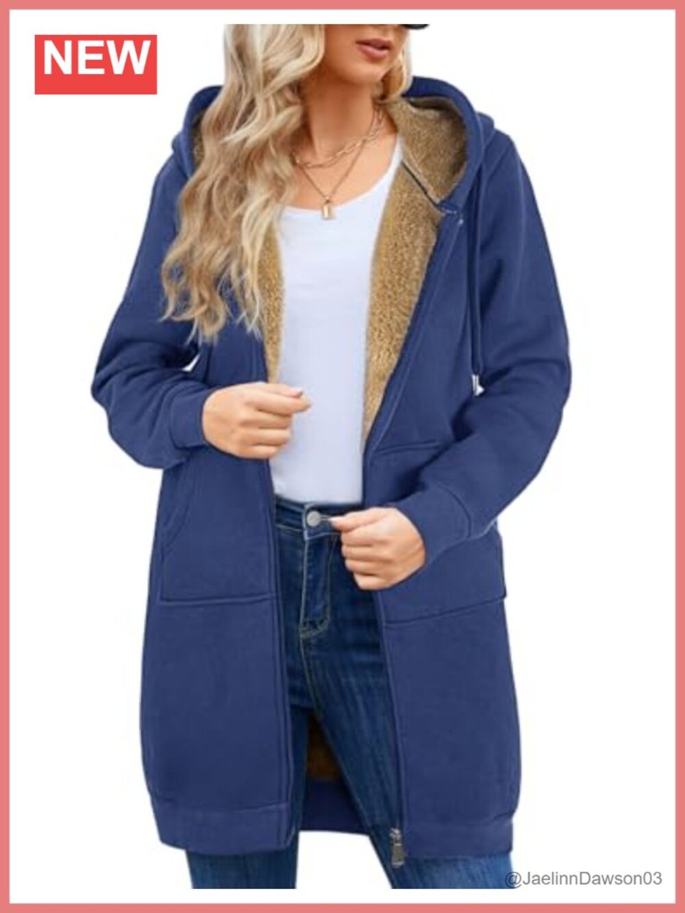 Women's Zip Up Hoodie Tunic Casual Fleece Jacket Longline Winter Coat